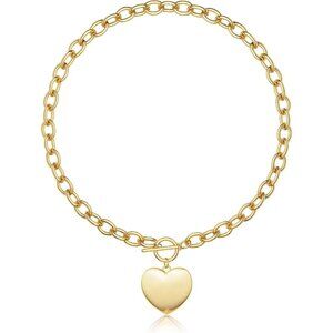 14K Gold heart-gd Plated Chunky Layered Necklace | Paperclip Herringbone Chain